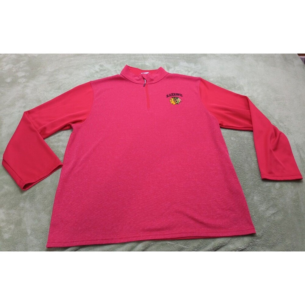 Chicago Blackhawks Long Sleeve Shirt Sweatshirt Quarter 1/4 Zip XL Mens Red